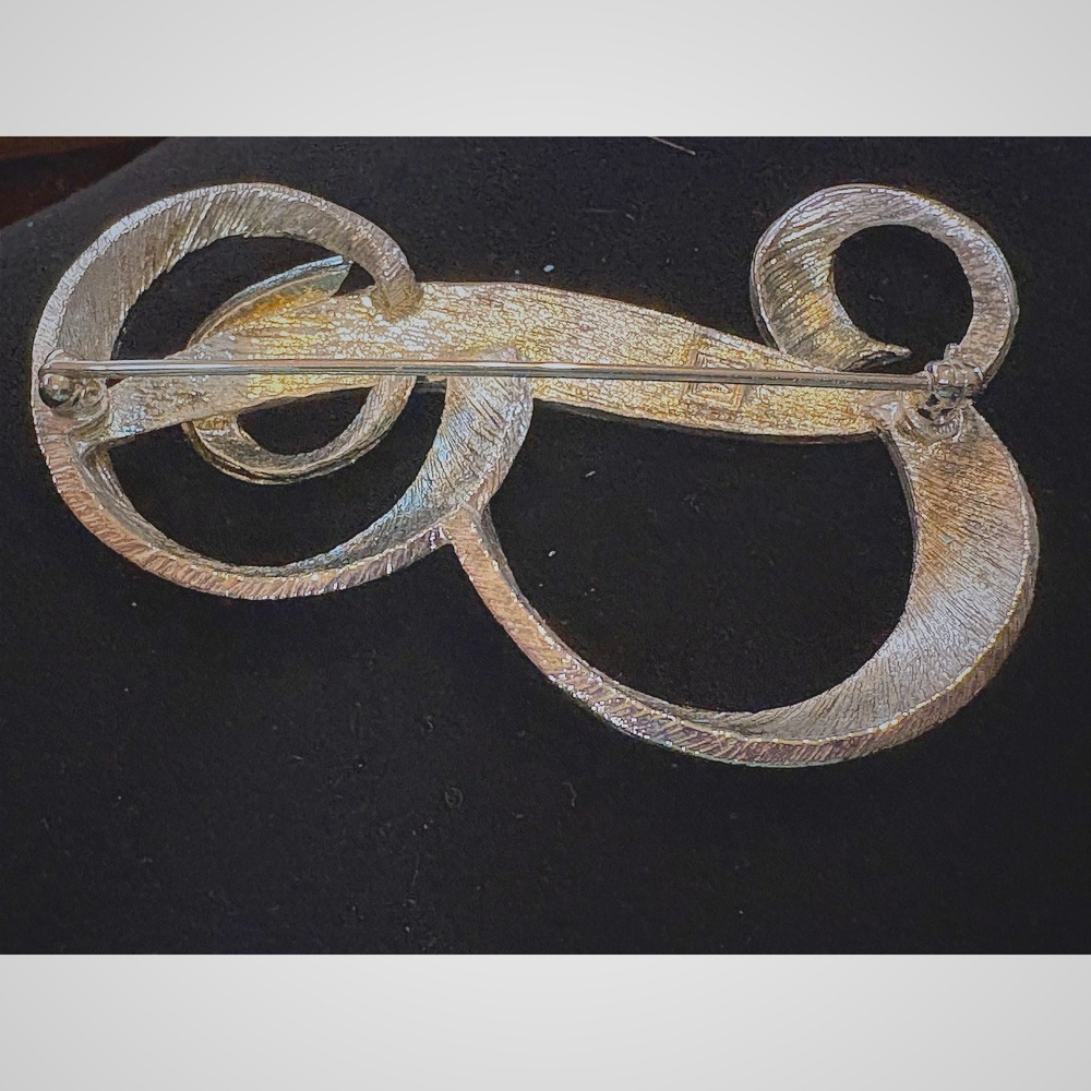 Vintage Monet Silver Tone Initial B Brooch Textured Script Letter Monogram Pin - Picture 4 of 7